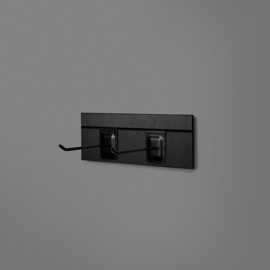 Black Floating Shelving Back Panel 300mm With 2 Black Prongs