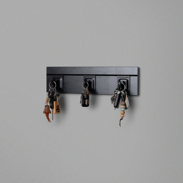 Black Floating Shelving Back Panel 400mm With 3 Black Hooks