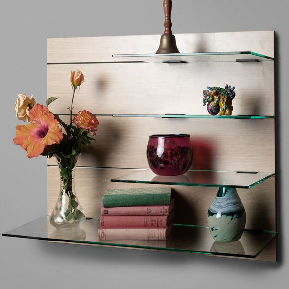 800mm Backpanel 4 lines with 1 x 800 Glass Shelf, plus 3x 400mm Glass Shelves