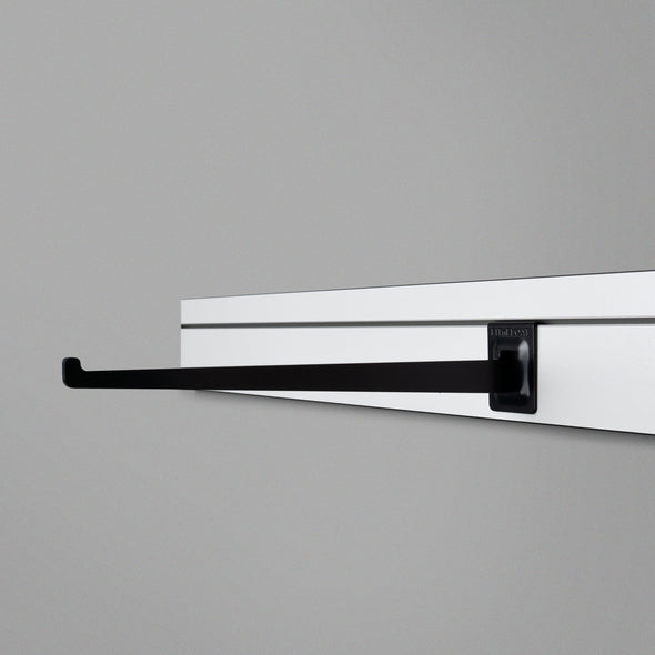 Black Powder Coated Rail Arm on White Back Panel