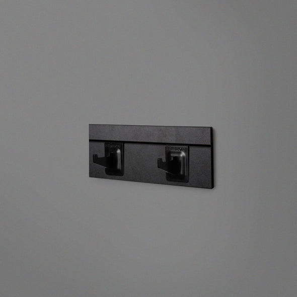 Black Floating Shelving Back Panel 300mm With 2 Black Hooks Lifestyle