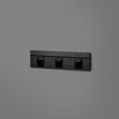 Black Floating Shelving Back Panel 400mm With 3 Black Hooks