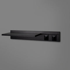 Black Adjustable Floating Shelving 600mm With Two Black Hooks