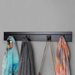 Black Adjustable Floating Shelving 800mm With two prongs and 2 hooks Lifestyle