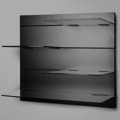 800mm Backpanel 4 lines with 1 x 800 Glass Shelf, plus 3x 400mm Glass Shelves