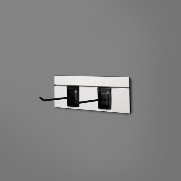 White Floating Shelving Back Panel With Two Black Prongs