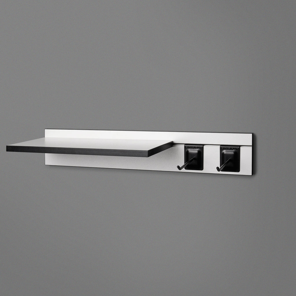 White Adjustable Floating Shelving 600mm With Two Black Prongs