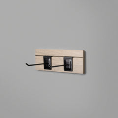 Woodgrain Floating Shelving Back Panel With Two Black Prongs