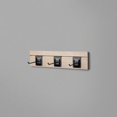 Woodgrain Floating Shelving Back Panel With Three Black Prongs