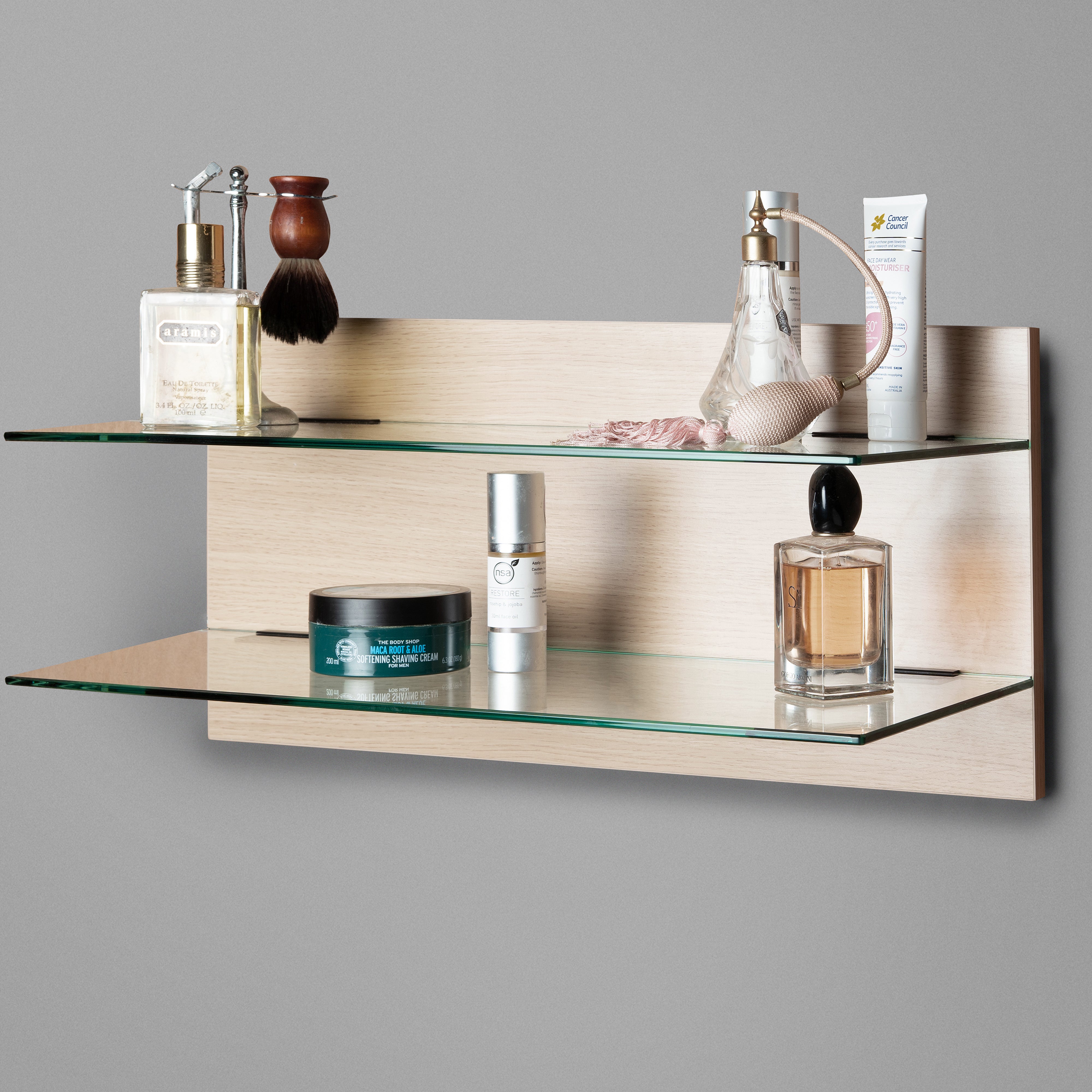 800mm Backpanel 2 lines with 2 x 800mm Glass Shelves | FITnFLOAT