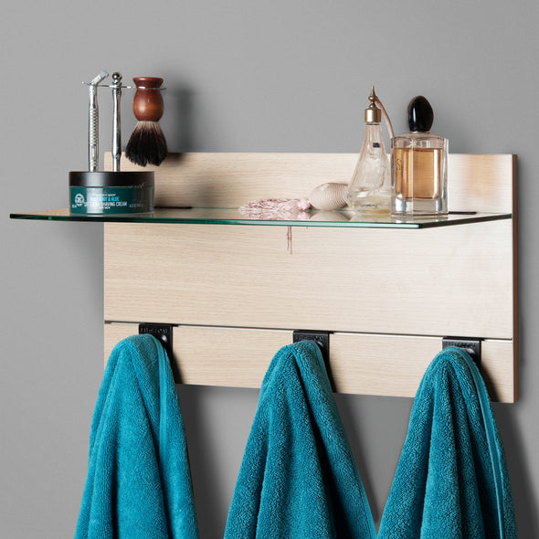 800mm Backpanel 2 lines with 1 x 800 Glass Shelf, plus 3 Hooks